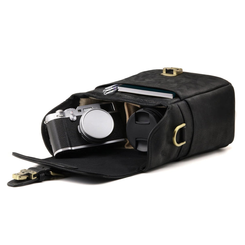 MegaGear Torres Top Grain Leather Camera Messenger Bag for Mirrorless,  Instant and DSLR Cameras