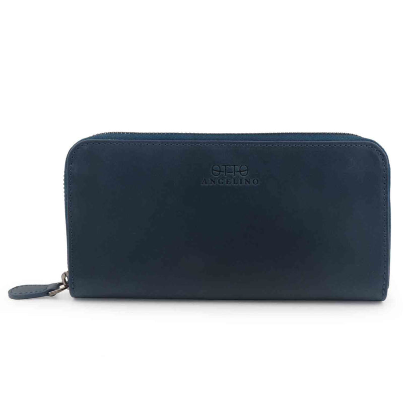 Otto Angelino Leather Zippered Clutch with Phone Compatible Slots ...